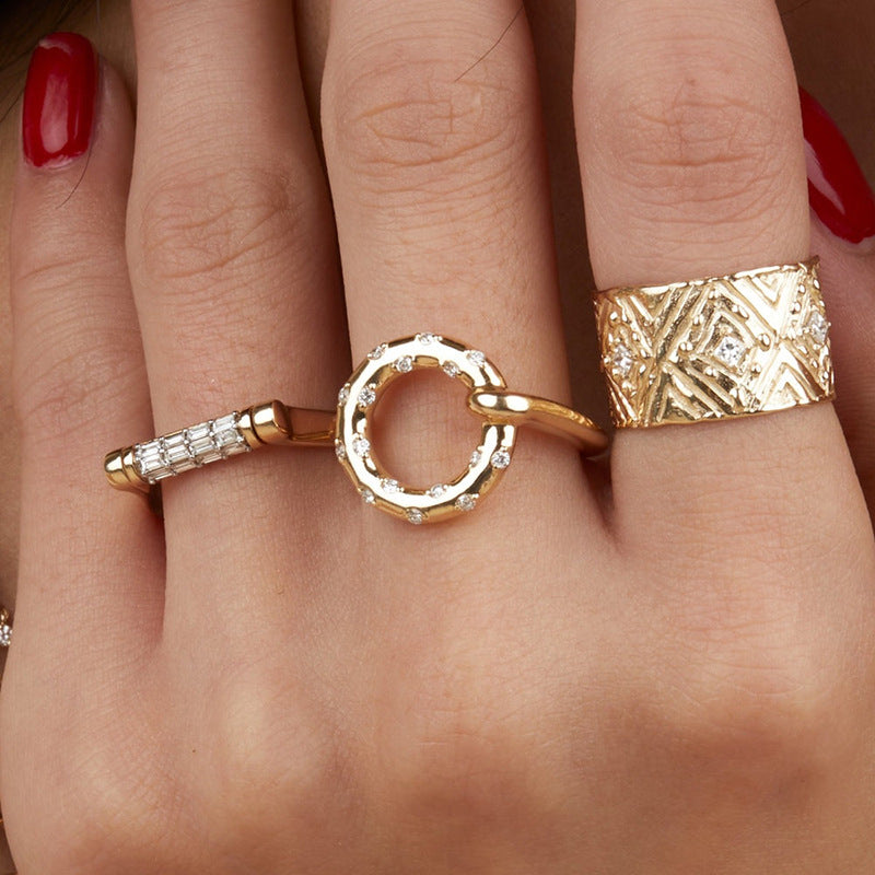 “Modern Orbit” S925 Sterling Silver Open Adjustable Geometric Ring