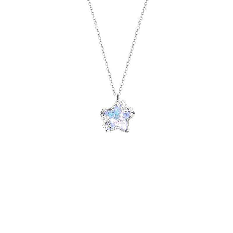 925 Sterling Silver Moon and Star Necklace – Stellar Whisper