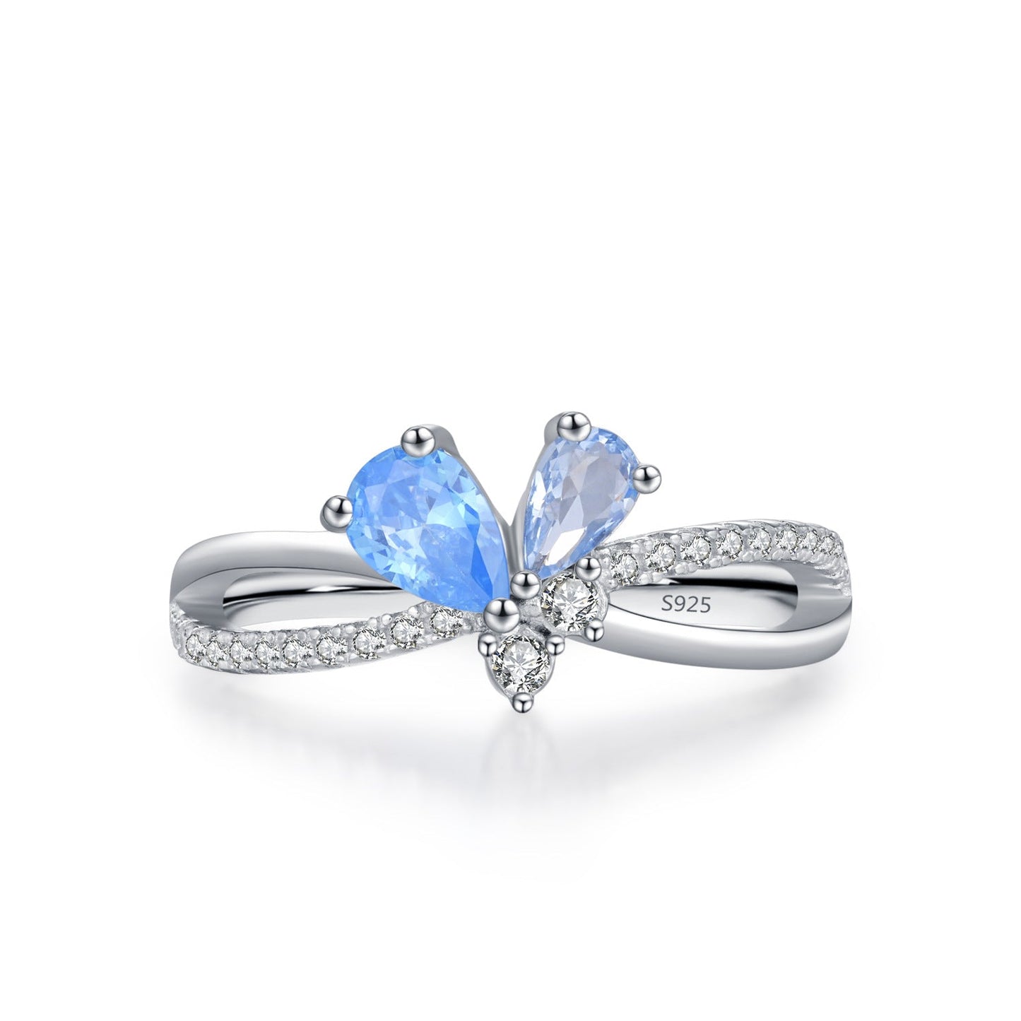 Azure Flutter Butterfly Jewelry Set with Blue Zircon in S925 Sterling Silver