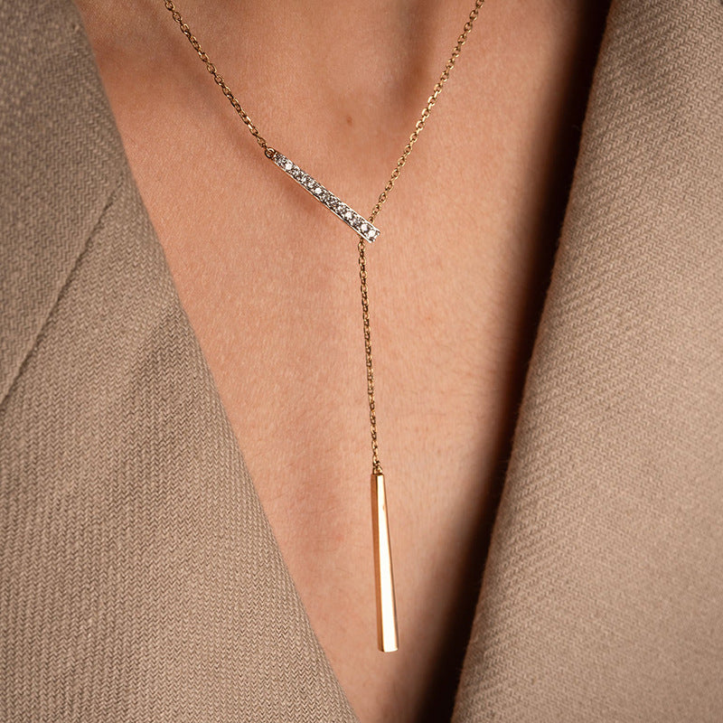 “Linear Muse” S925 Sterling Silver Geometric Rectangle Necklace