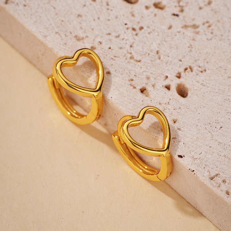 “Open Heart Muse” S925 Sterling Silver Open Heart Hoop Earrings