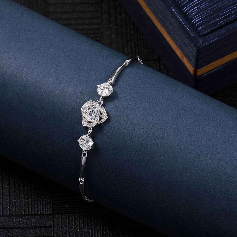 925 Sterling Silver Moissanite Rose Jewelry Set – Rose Éternelle