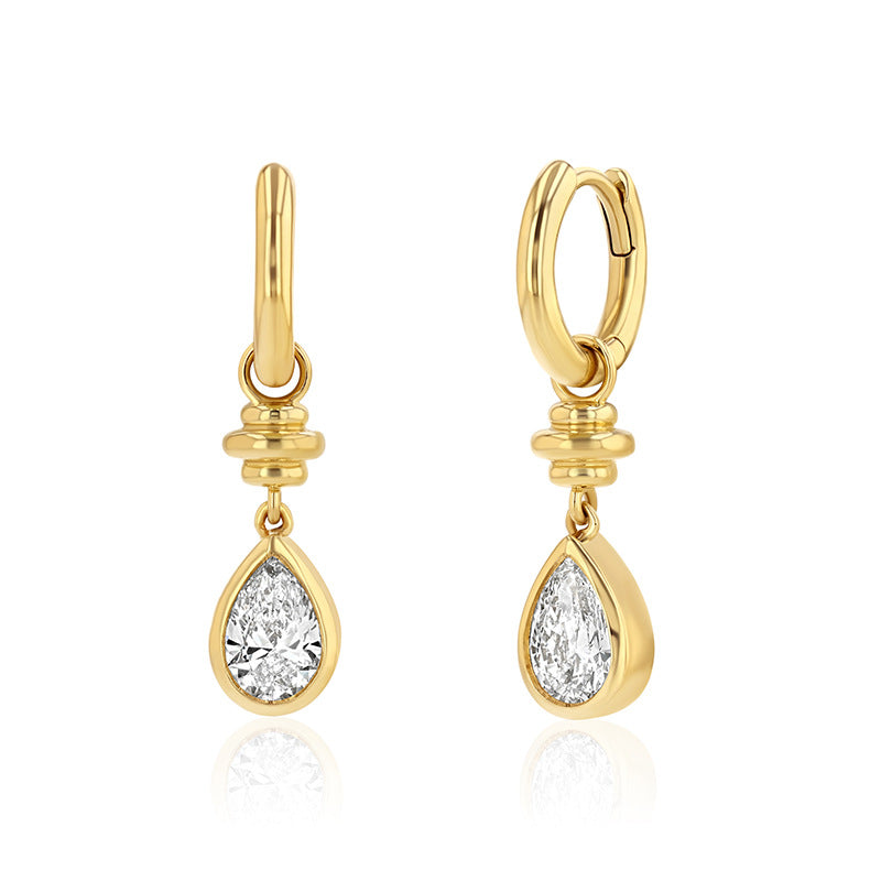 “Dewdrop Elegance” S925 Sterling Silver Teardrop Zircon Earrings