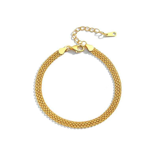 925 Sterling Silver Woven Gleam Textured Chain Bracelet Gold Platinum Plated