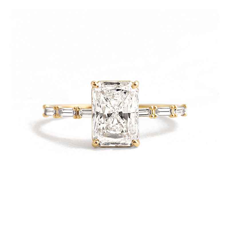 925 Sterling Silver Radiant Prism Radiant-Cut Zircon Ring 18K Gold or Platinum Vermeil