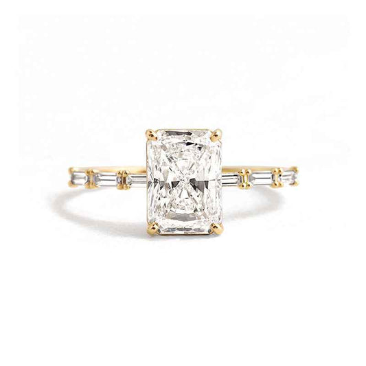925 Sterling Silver Radiant Prism Radiant-Cut Zircon Ring 18K Gold or Platinum Vermeil