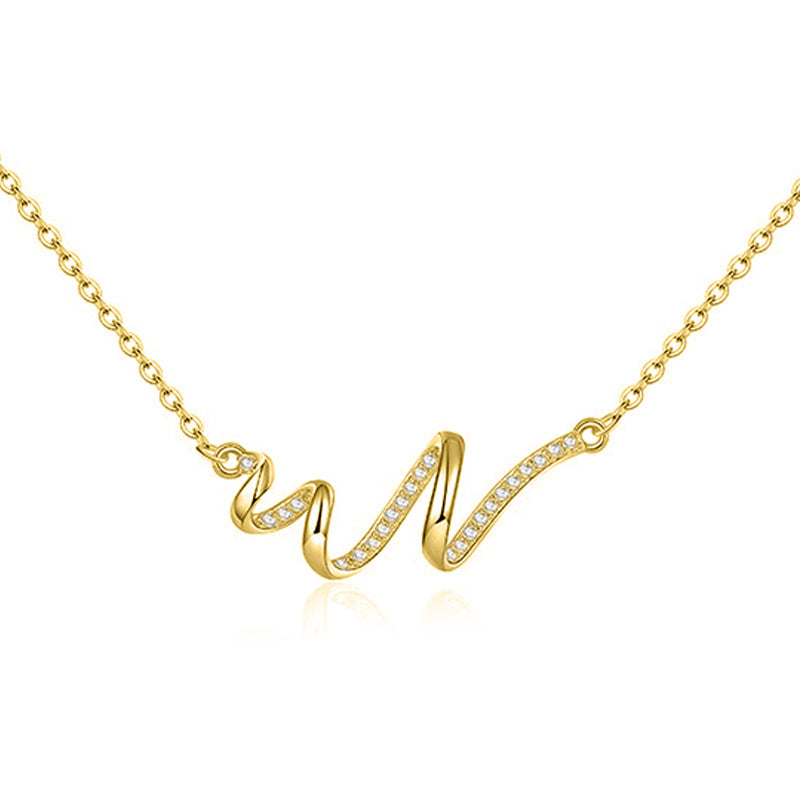 “Wave Eclat” S925 Sterling Silver Irregular Wave Zircon Necklace