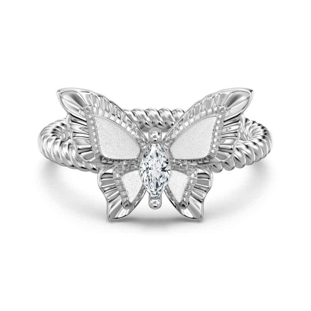 925 Sterling Silver Marquise Butterfly Ring – Butterfly Crest Elegance