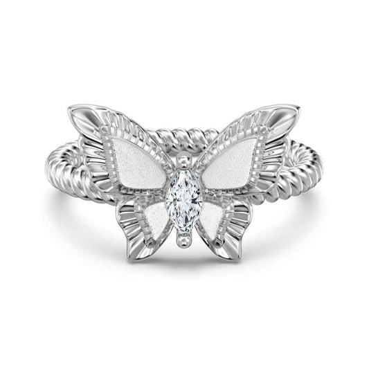 925 Sterling Silver Marquise Butterfly Ring – Butterfly Crest Elegance
