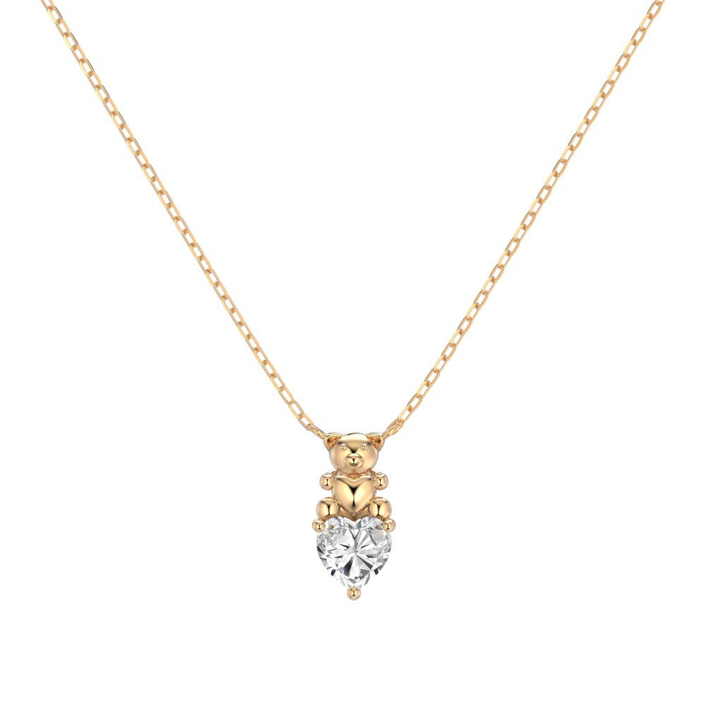 925 Sterling Silver Teddy Bear Heart Necklace & Earrings Set – Sweet Bear Spark