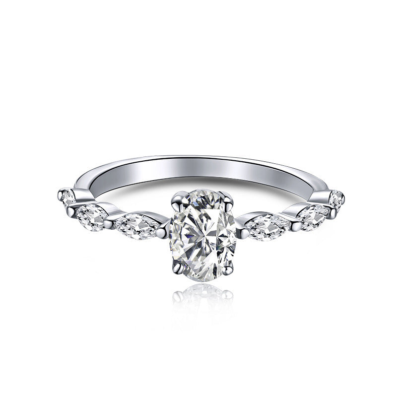 Verdant Promise Oval Green Zircon Engagement Ring in S925 Sterling Silver