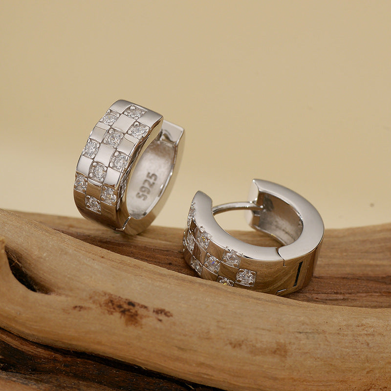“Celestial Orbit” S925 Sterling Silver Pavé Hoop Earrings