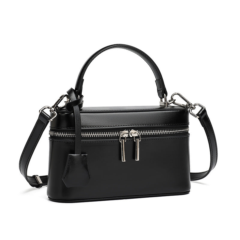 Women's Genuine Leather Square Box Bag with Adjustable Strap