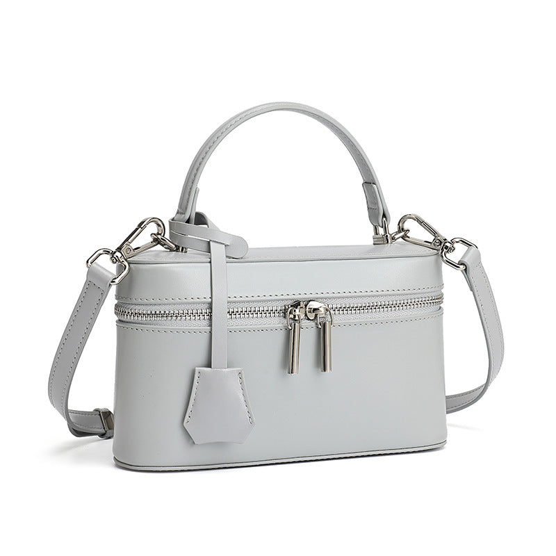 Women's Genuine Leather Square Box Bag with Adjustable Strap