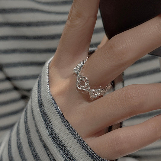 “Vine Whisper” S925 Sterling Silver Open Adjustable Vine Ring