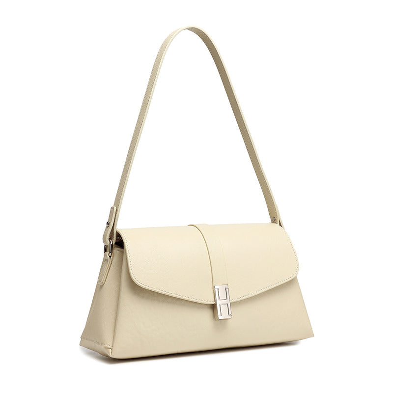 Women's Full-Grain Cowhide H-Buckle Flap Shoulder Bag