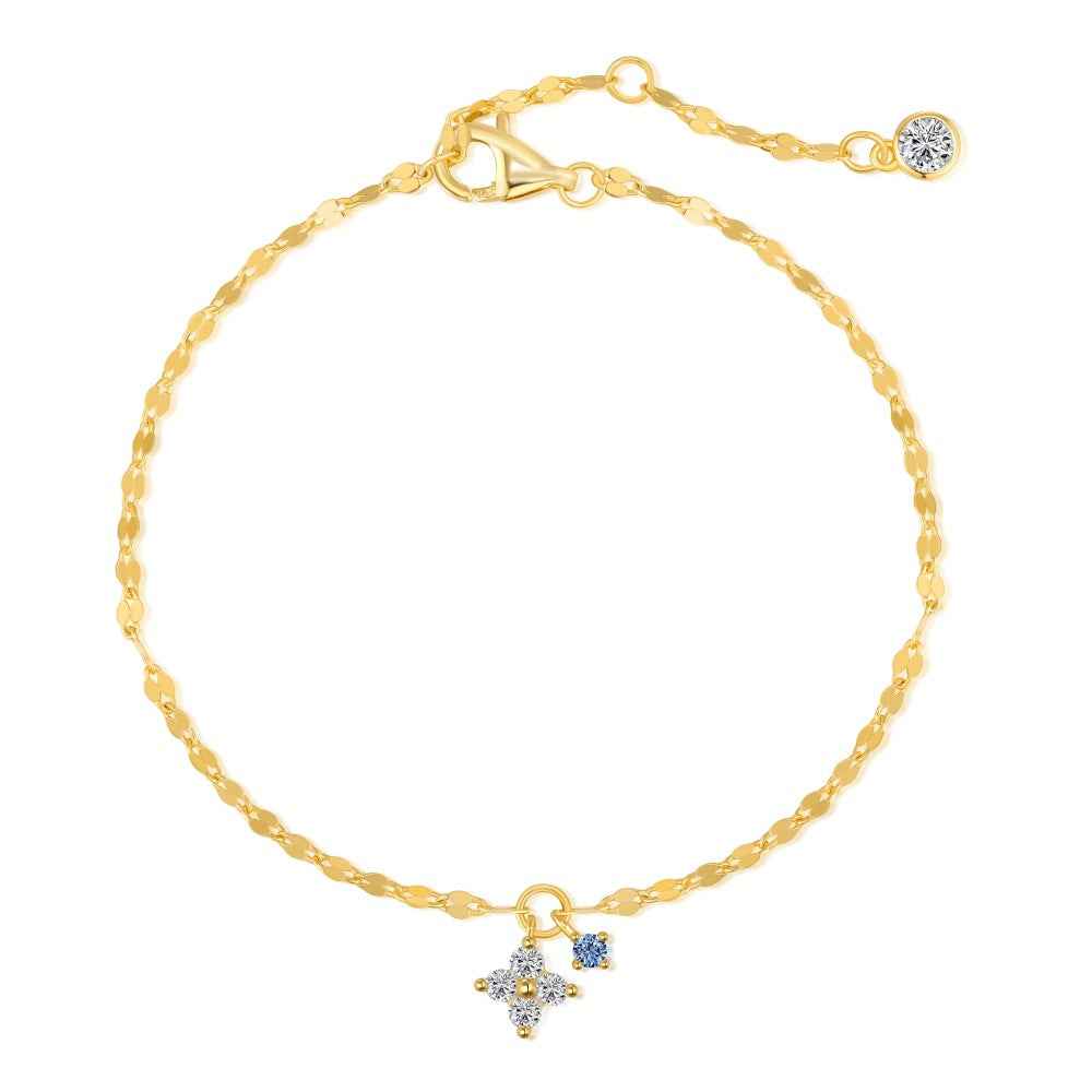 Lucky Glint Clover Charm Bracelet in S925 Sterling Silver