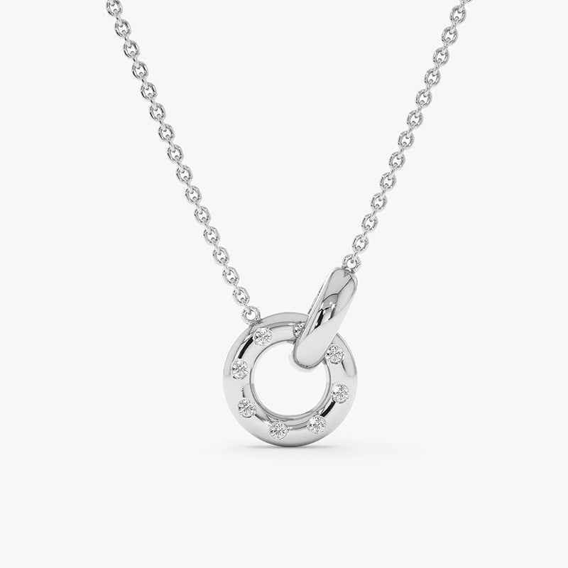 925 Sterling Silver Pavé Circle Pendant Necklace – Luna Loop