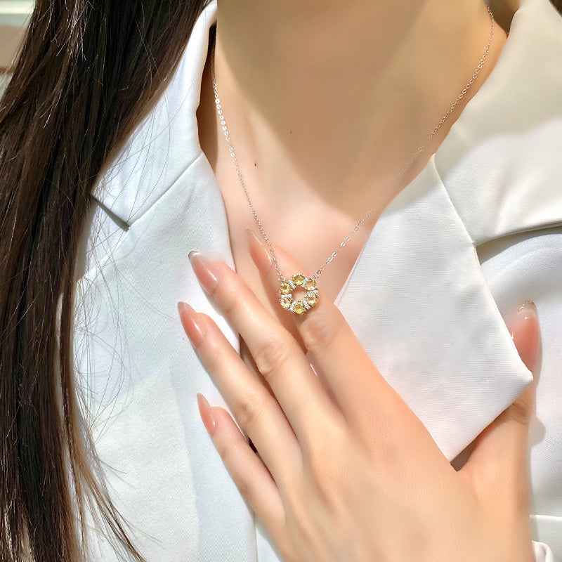 Crystal Wreath S925 Sterling Silver Natural Crystal Halo Necklace