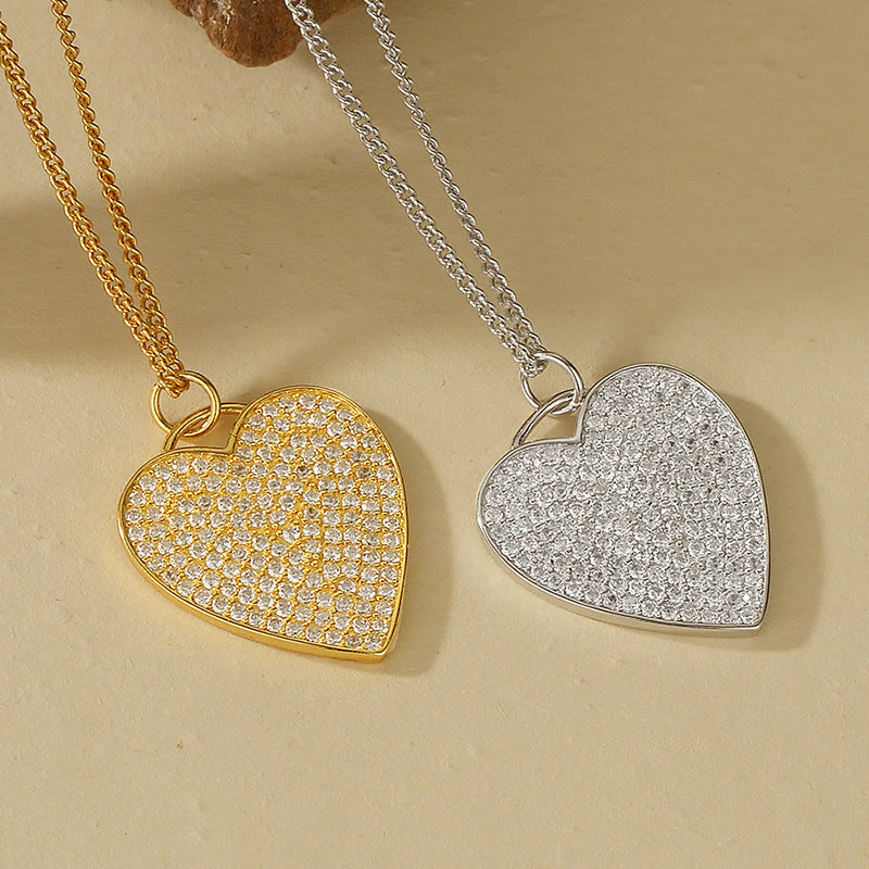 “Full Heart” S925 Sterling Silver Zircon Heart Pendant Necklace