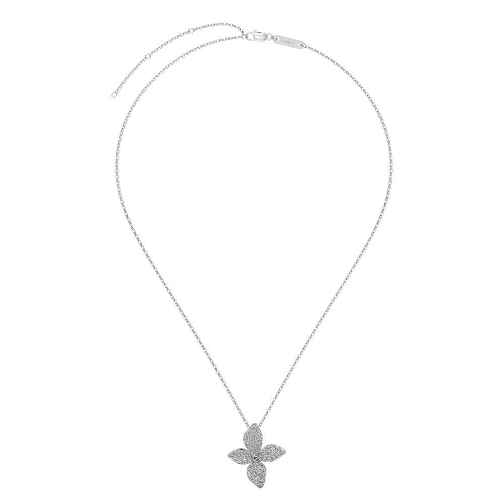 Aurelia Bloom S925 Sterling Silver Flower Zircon Necklace Earrings Ring Set