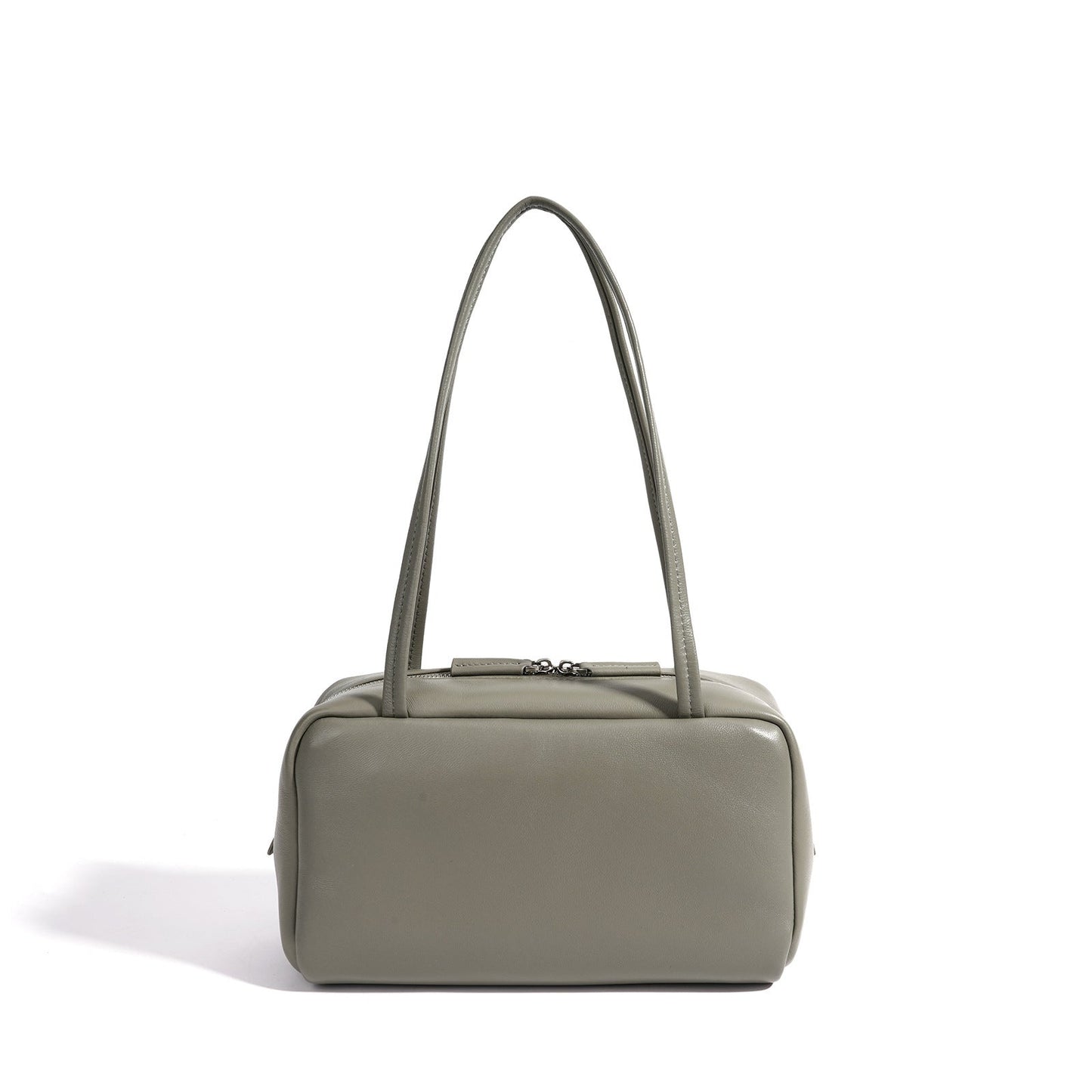 Women's Genuine Sheepskin Bowling Bag with Double Zipper