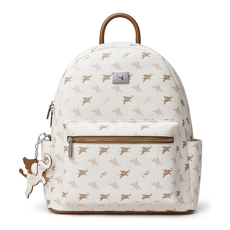 Women's Flying Elephant Print Backpack with Large Capacity and Zipper Closure