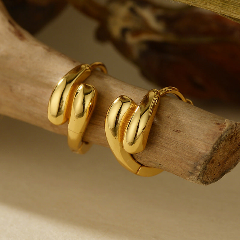 “Sleek Contour” S925 Sterling Silver Minimalist Hoop Earrings