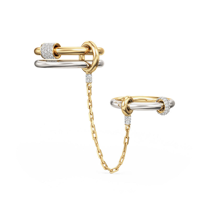 “Heartlink Luxe” S925 Sterling Silver Two-Tone Chain Ring