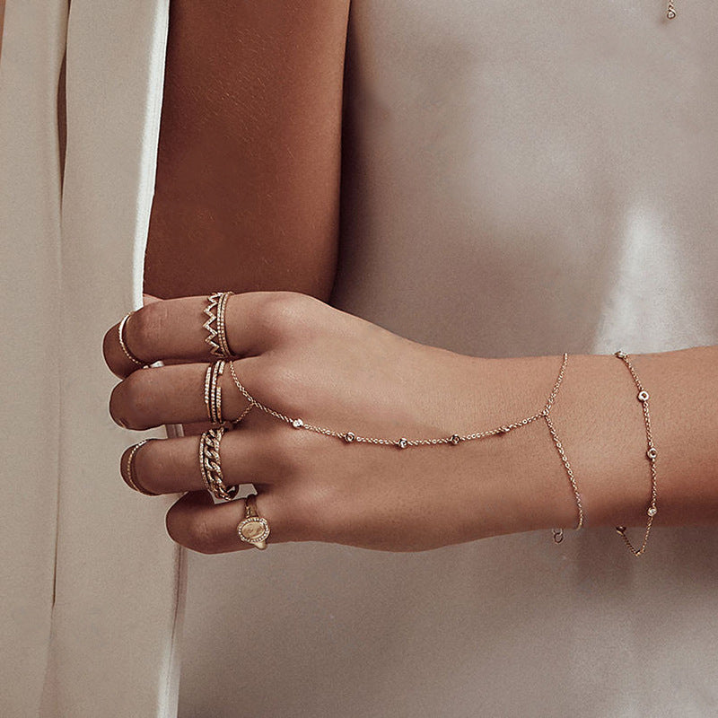 “Linked Muse” S925 Sterling Silver Hand-to-Finger Chain Bracelet