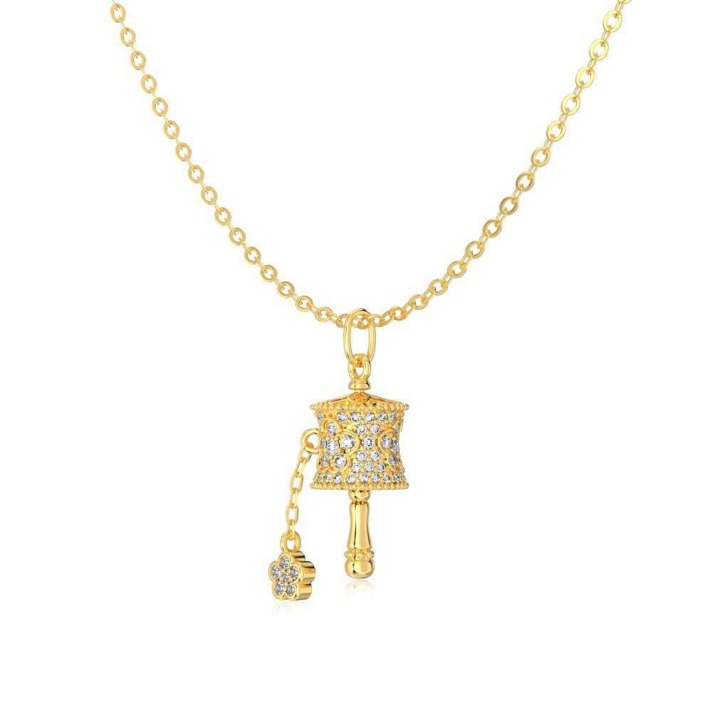 Fortune Orbit S925 Silver Rotating Wheel Zircon Necklace