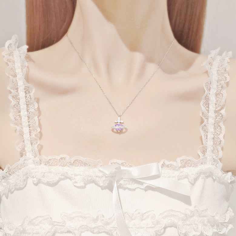 925 Sterling Silver Heart Orbit Necklace – Celestia Orbit