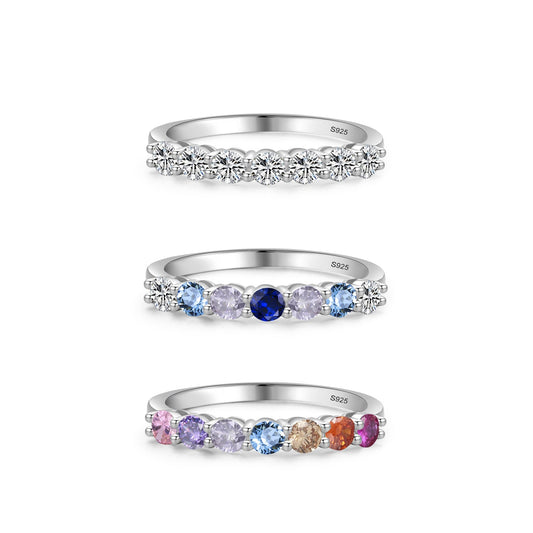 925 Sterling Silver Multi Stone Band Ring