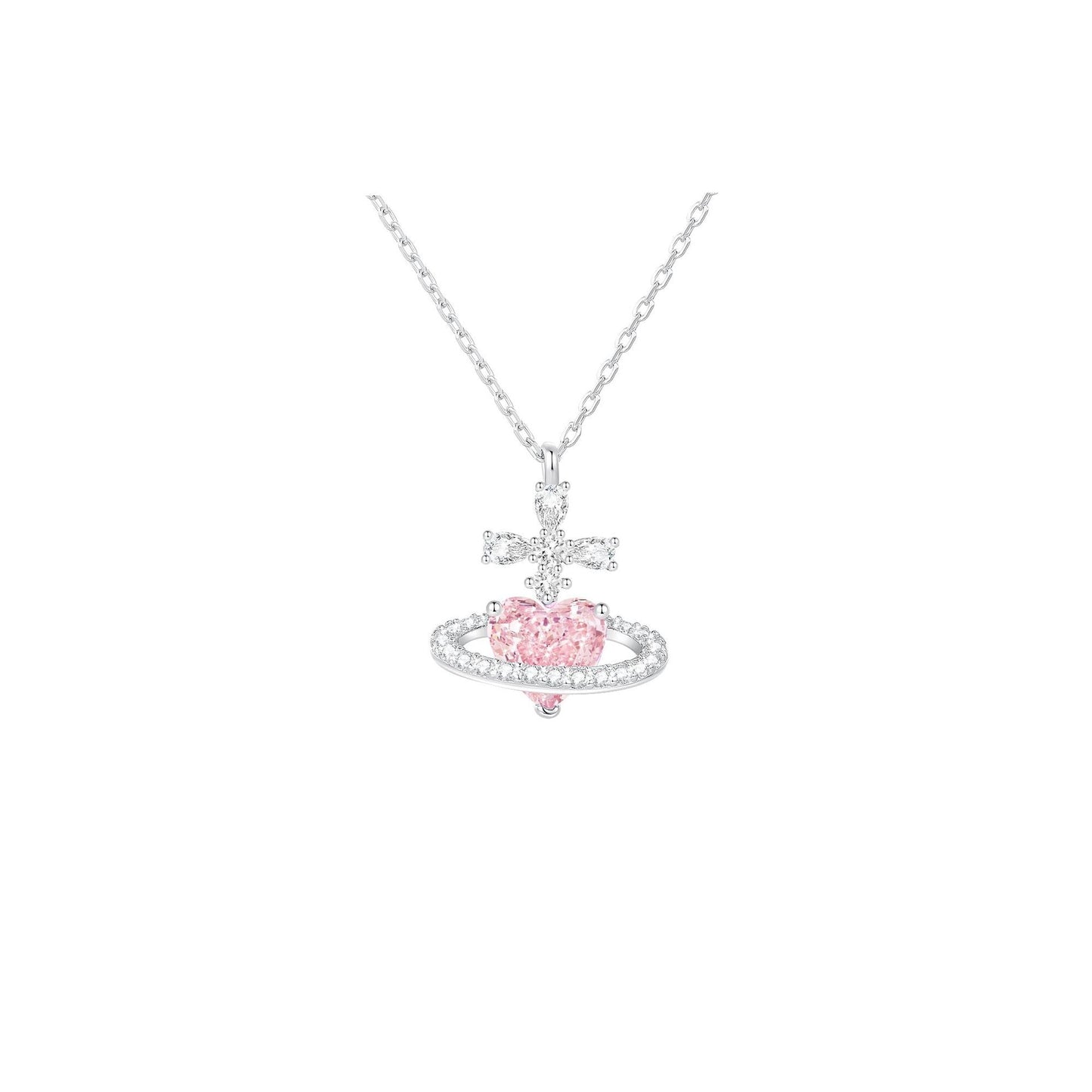 925 Sterling Silver Heart Orbit Necklace – Celestia Orbit