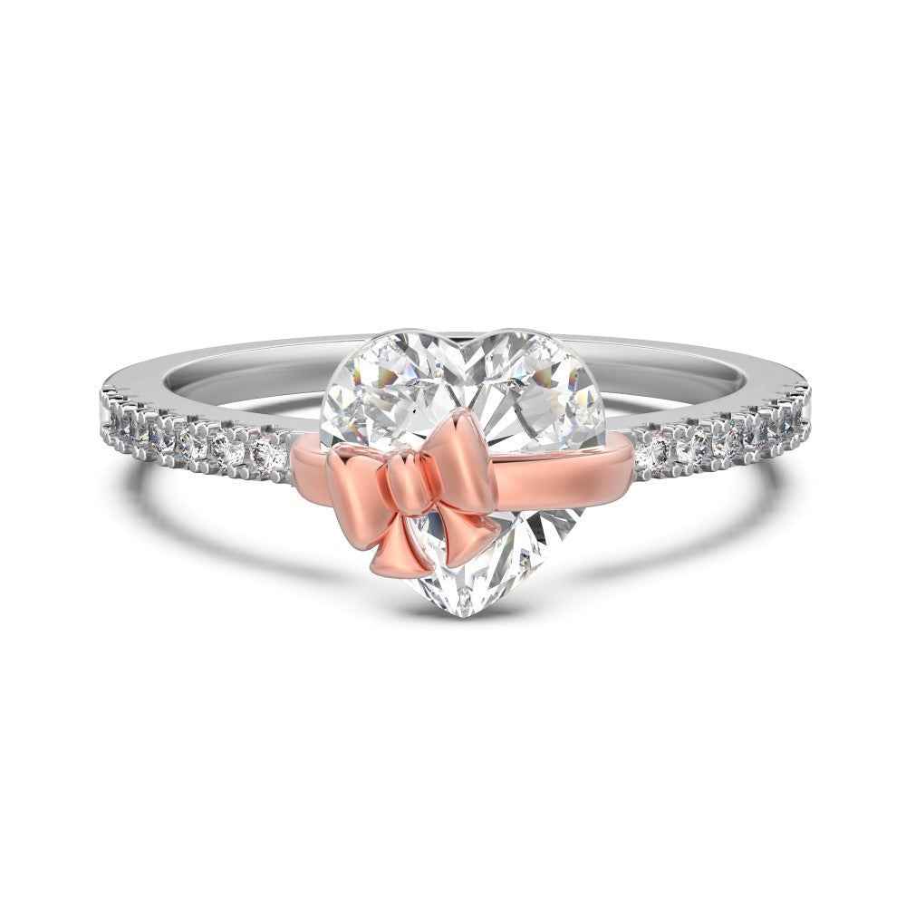 Ribbon Serenade Heart Bow Jewelry Set 925 Sterling Silver