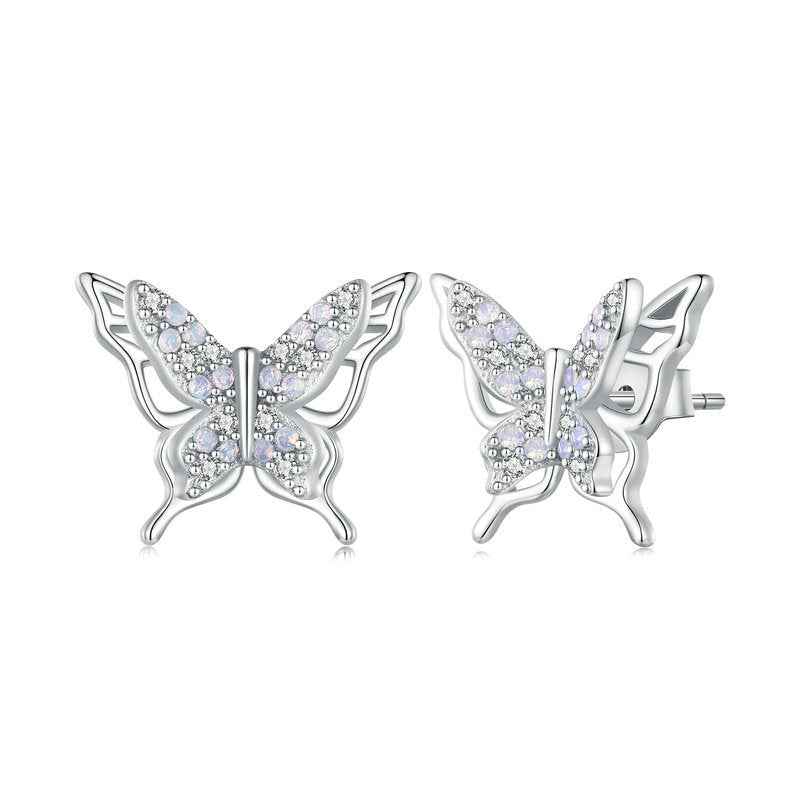 Lunar Flutter Double Butterfly Earrings 925 Sterling Silver