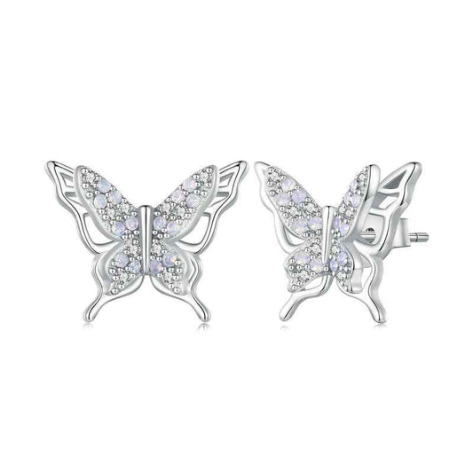 Lunar Flutter Double Butterfly Earrings 925 Sterling Silver