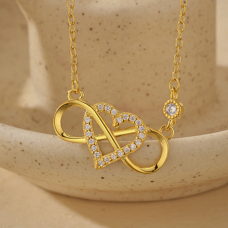 “Geometric Heart” S925 Sterling Silver Zircon Heart Pendant Necklace