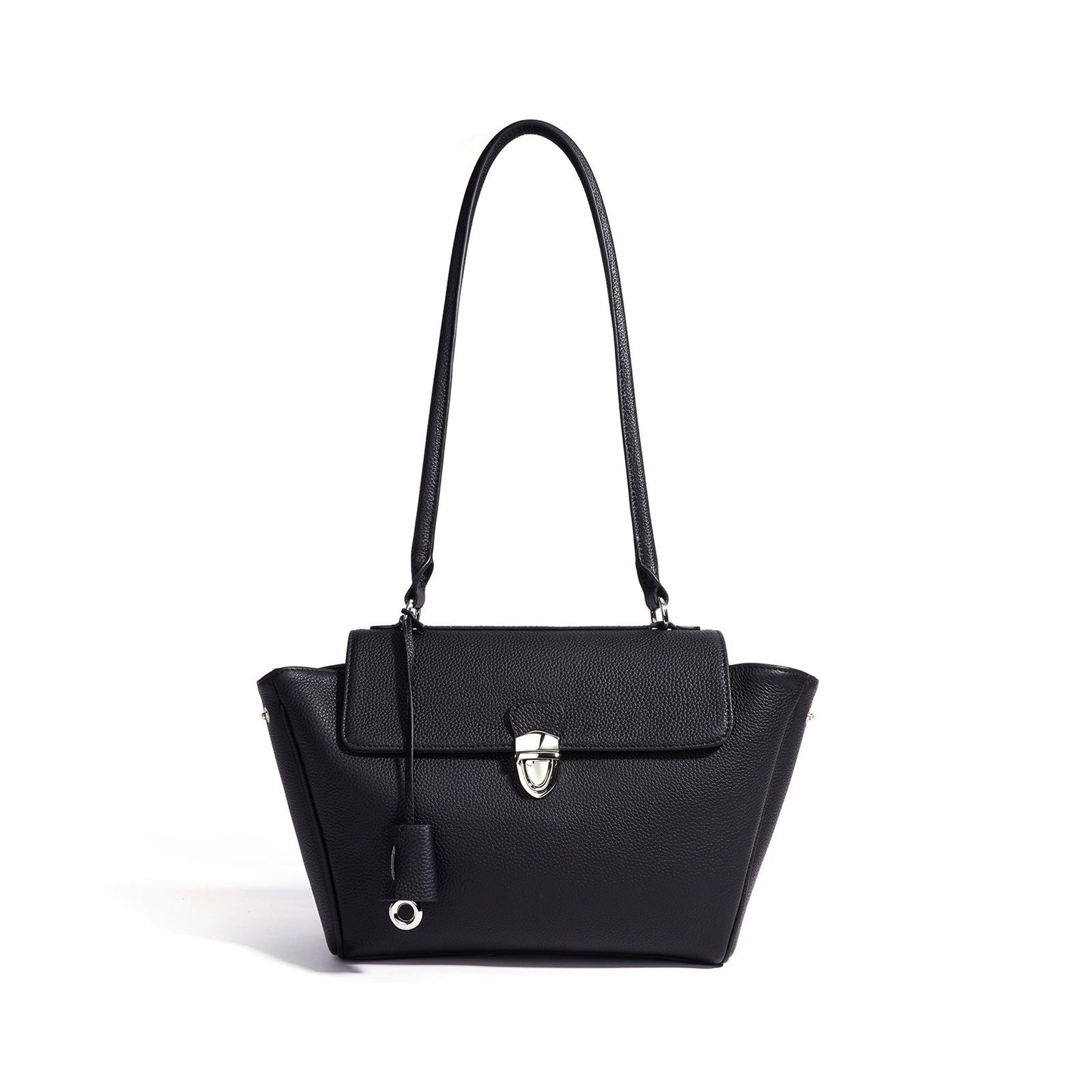 Women's Pebbled Cowhide Winged Flap Tote with Detachable Strap