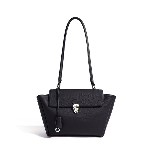 Women's Pebbled Cowhide Winged Flap Tote with Detachable Strap