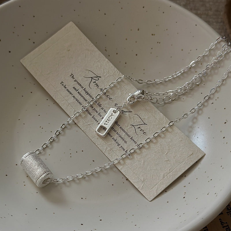 925 Sterling Silver Brushed Elegance Necklace Vintage Textured Collarbone Necklace