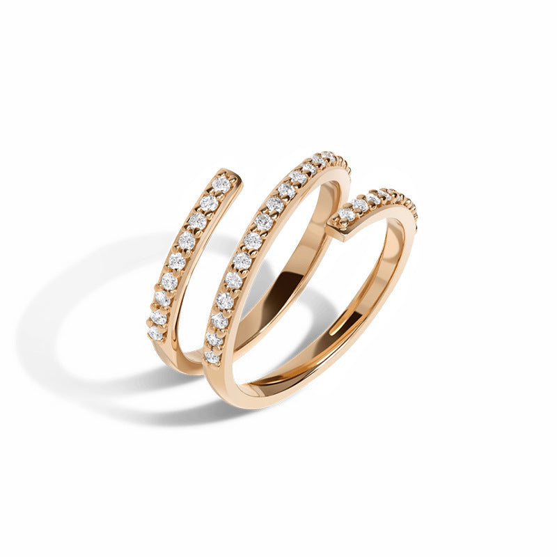 “Pure Orbit” S925 Sterling Silver Open Adjustable Zircon Ring
