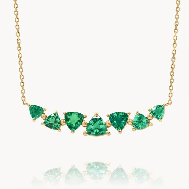 “Prism Pop” S925 Sterling Silver Multicolor Zircon Triangle Necklace