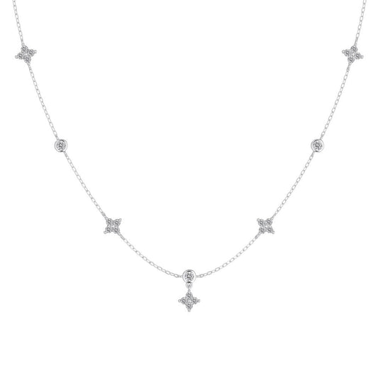 Twinkle Clover S925 Silver Dainty Clover Zircon Necklace
