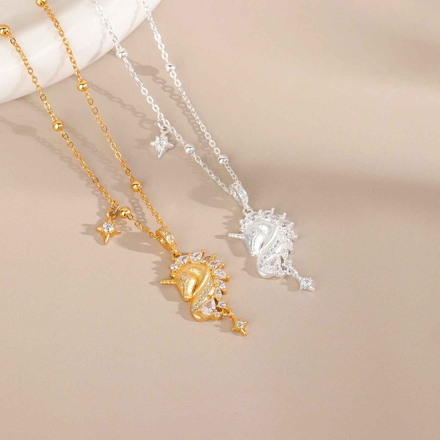 Celestial Unicorn S999 Fine Silver Unicorn Pendant Necklace with Zircon
