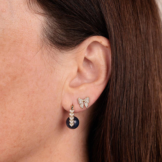 “Bow Belle Spark” S925 Sterling Silver Zircon Bow Stud Earrings