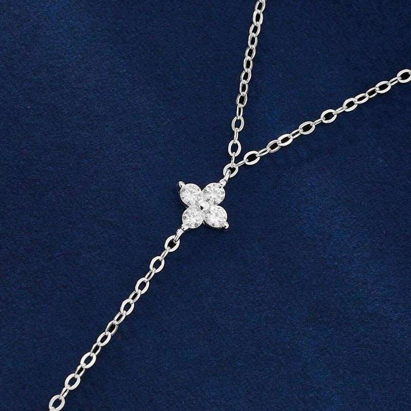 “Starlit Bond” S925 Sterling Silver Connected Four-Point Star Bracelet