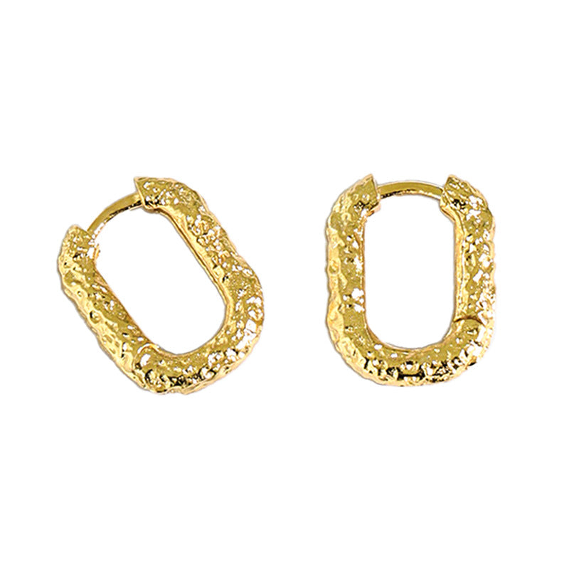 “Oval Muse” S925 Sterling Silver Minimalist Oval Huggie Hoop Earrings