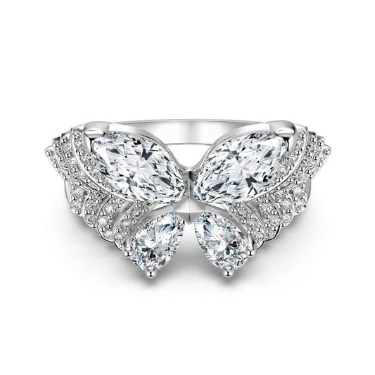 Marquise Butterfly Zircon Ring 925 Sterling Silver Celestial Design