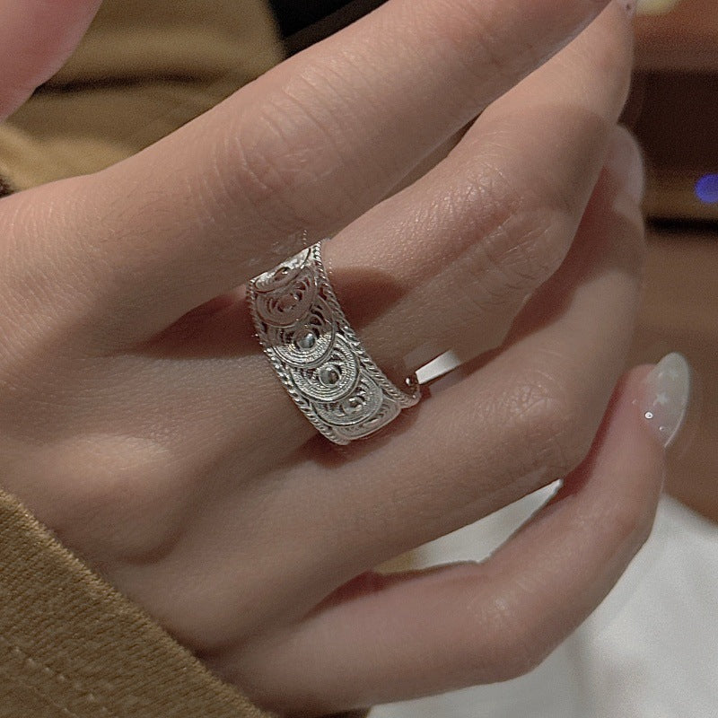“Lace Whisper” S925 Sterling Silver Open Adjustable Lace Ring